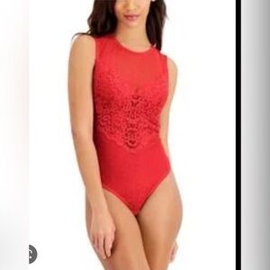 INC Cupped Swiss Dot Lingerie Thong Bodysuit